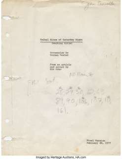 John Travolta "Tony Manero" personal annotated shooting script for Saturday Night Fever (working title: "Tribal Rites of Satu...