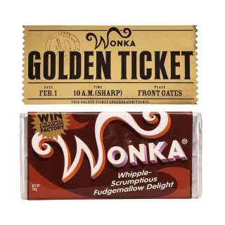 CHARLIE AND THE CHOCOLATE FACTORY (2005) - Lot 682 - Golden Ticket and Fudgemallow Delight Wonka Bar