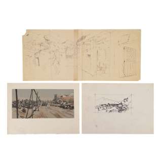 Indiana Jones And the Raiders of the Lost Ark (1981) | Hand-drawn and Painted Tanis Dig Site and The Raven Tavern Artwork | Propstore