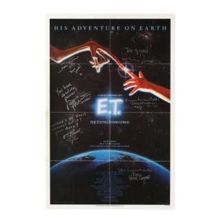 E.T. THE EXTRA-TERRESTRIAL (1982) - Lot #1077 : Cast-Autographed US One Sheet