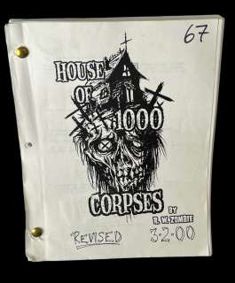 House of 1000 corpses Rob Zombie movie script, revisd | Los Angeles Estate Auction