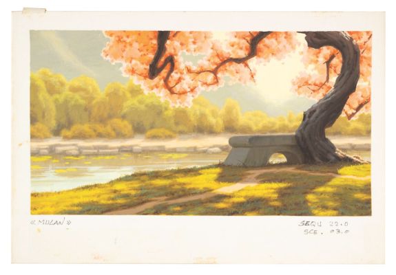Lot 557 - A Color Key Background Concept for "Mulan." | Van Eaton Galleries
