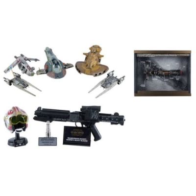 Star Wars Franchise (1977-Present) | Cast-Autographed E11 Blaster Replica with Collection of Lightsaber Hilt, Helmet, and Model Miniature Replicas | Propstore