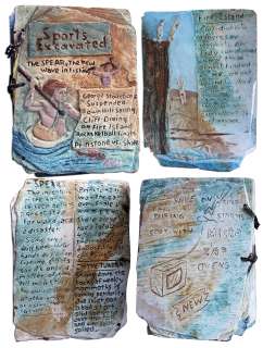 Custom-Made Prop From "The Flintstones" Movie -- Pair of Faux Stone Tablets Titled, "Sports Excavated" -- 11" x 15" | Nate Sanders