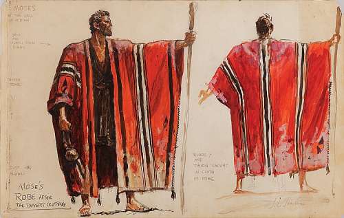 John Jensen costume sketch for Moses’ robe from The Ten Commandments. | Profiles in History