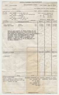 "Eyes of Laura Mars" Original Call Sheet | Gotta Have Rock and Roll