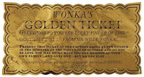 Original Golden Ticket from Willy Wonka and the Chocolate Factory. | Profiles in History
