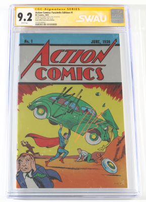 Action Comics: Facsimile Edition #1 Comic Mint Con Exclusive - Henry Cavill as Superman in Superman: Man of Steel & David Corenswet as Superman in James Gunn’s Superman (CGC Signature Series 9.2) 2022 | SWAU