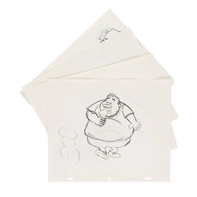 Filmation Fat Albert and the Cosby Kids "Ice Cream Cone" Original Production Sketches (4) - Graphite, Blue Line Color Pencil on Hole-Punched Bond Animation Paper - Sullivan Estate LOP, Bear Burge LOA c. 1972-1985 12.5" x 10.5" | Goldin