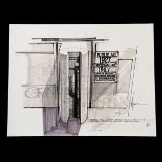BLADE RUNNER (1982) - Lot 61 - Signed Syd Mead Hand-Drawn Kiosk ‘Proximity Sensor‘ Concept Artwork