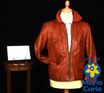 JOSH WHITEHOUSE An original vintage 1970s tan leather bomber jacket he wore in Daisy Jones &… | Ewbank’s