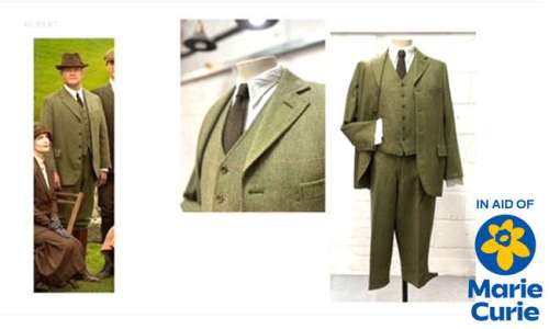 DOWNTON ABBEY Original costume. A green tweed three-piece shooting suit worn by Hugh Bonneville as… | Ewbank’s