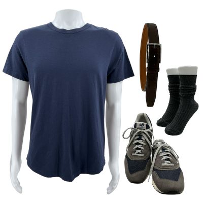 Lot 22: Mythic Quest David Brittlesbee (David Hornsby) Screen Worn T-Shirt, Belt, Socks & Sneakers Ch 2 Sc Multiple Ep 203 | VIP Fan Auctions