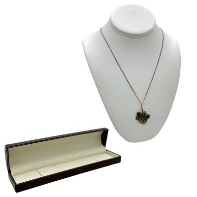 Hedda Hedda Gabler Production Used Necklace Box & Burnt Olive Leaf Necklace | VIP Fan Auctions