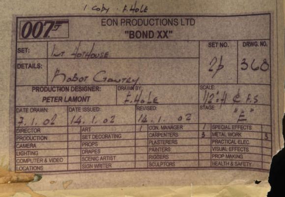 James Bond Die Another Day (2002). Robot Gantry Printed Blueprint. | Ewbank’s