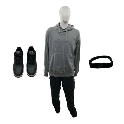 Lot 98: Crime 101 Davis Screen Worn Hoodie, T-Shirt, Tactical Pants, Sneakers & Belt Ch 3 Sc 66-72 | VIP Fan Auctions