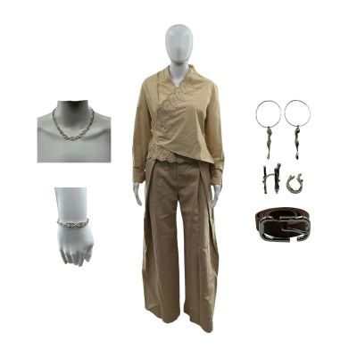 Lot 33: Mother Mary Emily Screen Worn Blouse, Trousers, Belt, Necklace, Bracelet, Earrings & 2 Piece Ring Set Ch Fitting Sc 6pt1of2, ^Pt 2of2 | VIP Fan Auctions