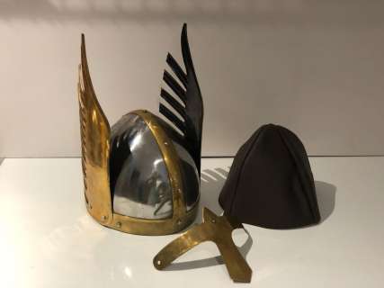 Odin Viking helmet "Hero" (Boy) crafted metal w/ leather lining ep. 309 sc. 71 (From the superhero s | Direct Liquidation