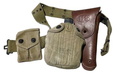 Lot 23 - Band of Brothers (2001) - Col. Robert F. Sink (Dale Dye) WW2 Belt, Canteen & Holster