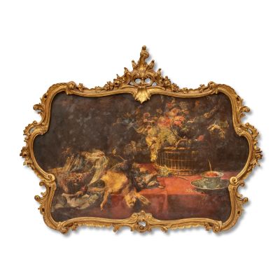 Lot 167 - After Frans Snyders Still Life with Hunting Booty, Fruit Basket and Vegetables Season 2, Episode 4, ’La Dame Blanche’A photographic canvas after the 17th century original, within a gilt composition frame in the Rococo style | Bonhams