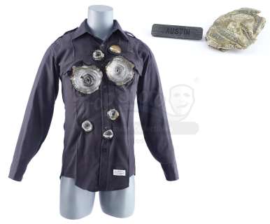 TERMINATOR 2: JUDGMENT DAY (1991) - Lot 794 - T-1000‘s (Robert Patrick) Animatronic Bullet-Hit Police Shirt