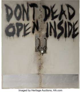 Rick Grimes (Andrew Lincoln), "DON‘T OPEN / DEAD INSIDE" Pair of Hospital Doors from The Walking Dead (AMC 2010-2022, Season 1).
