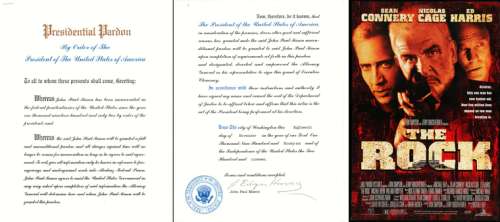 The Rock Presidential Pardon Given to Sean Connery (Mason) to Entice Him to Visit Alcatraz Island Prop - 1996 | SWAU