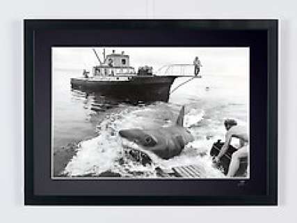 Jaws (1975) - Steven Spielberg - "Bruce" the Shark | Jaws (1975) - Steven Spielberg - "Bruce" the Shark - Fine Art Photography - Luxury Wooden Framed 70X50 cm - Limited Edition Nr 01 of 30 - Serial ID 16930 - Original Certificate (COA), Hologram Logo Editor and QR Code | Catawiki