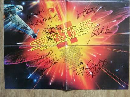 Star Trek VI: Shatner & Nichols & Takei & Koenig & Meyer handsigned A1 movie poster in-person autograph | Catawiki
