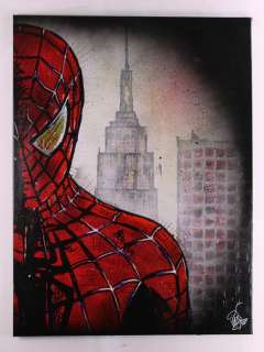 Spiderman - Hand painted and signed - by Artist Vincent mink - Portrait | Catawiki