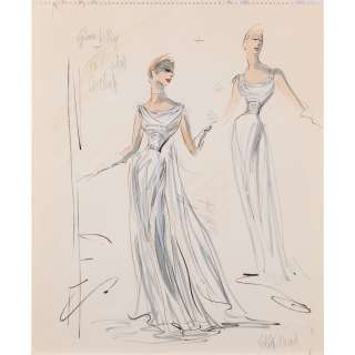 Lot 379 - Edith Head costume design sketch for Grace Kelly from Alfred Hitchcock’s To Catch a Thief