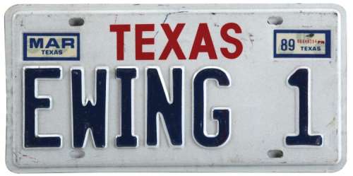 Lot 1070 - Barbara Bel Geddes "Miss Ellie Ewing" screen used license plate from Dallas.