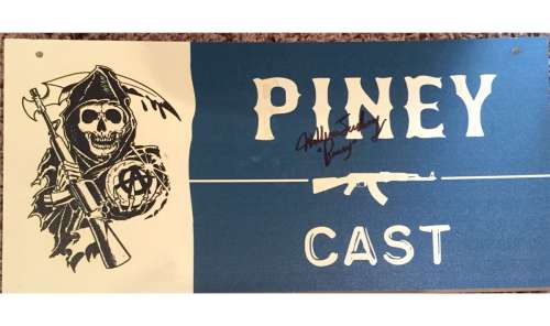 Sons of Anarchy original one of a kind sign that hung in the front of actor William Luckings trailer | Piece of the Past