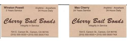 Jackie Brown pair of prop business cards one from Winston Powell and the other from Max Cherry (Jack | Piece of the Past