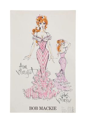 Ann-Margret | Lot #75 - 1979 Bob Mackie Pink Costume Design Illustration for "The Villain" with DVD | Julien’s