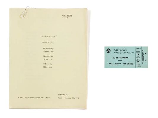 All in the Family | 1972 Script and Taping Ticket from the "Sammy’s Visit" Episode | Julien’s