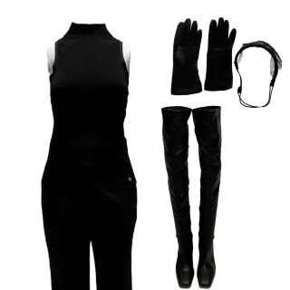 Lot 8 - Lot #8: Creed III Bianca Creed Tessa Thompson Screen Worn Sleeveless Shirt, Button-Front Pants, Headband, Gloves & Knee-High Boots Ch 12 Sc 104: Authentic Auction Item | VIP Fan Auctions