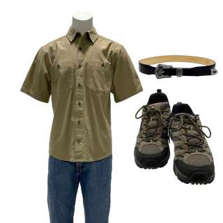 Doug White Dennis Quaid Screen Worn Short Sleeve, Button-Front Shirt, Zip-Front Pants, Belt & Lace-Up Shoes Ch 7 Sc 250 | VIP Fan Auctions