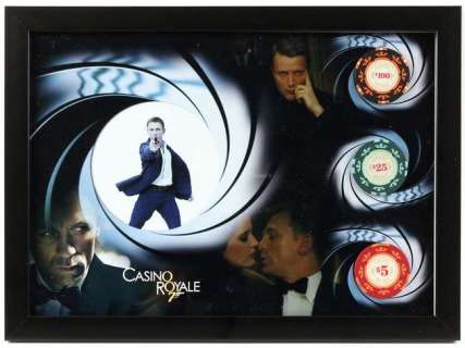 James Bond Casino Royale (2006) Three original poker chips, film starring Daniel Craig, in framed… | Ewbank’s