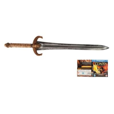 CONAN THE BARBARIAN (2011) - Lot #591 : Jason Momoa-Autographed Conan‘s Sword with Ron Perlman-Autographed Blu-Ray Cover