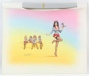 Original colour artwork by Brian Bysouth, gouache on board showing waitresses, signed to lower… | Ewbank’s