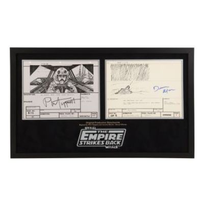 Star Wars: the Empire Strikes Back | Pair of Original Production Storyboards Autographed by Phil Tippett and Dennis Muren | Propstore (Buy Now)