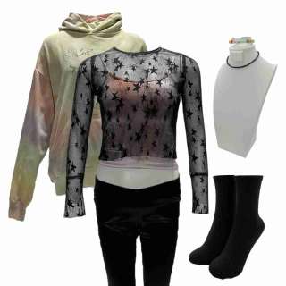 Lot #91: Y2K Laura (Rachel Zegler) Screen Worn Hoodie, Shirt, Tank Top, Pants, Necklace, Bracelet & Socks Ch 3 Sc 64-70