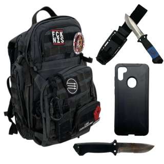 Eddington Masked Men Screen Used Back Pack, Knife W/Holster, Knife, & Phone Case | VIP Fan Auctions