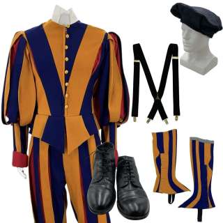 Angels & Demons (2009) Swiss Guard Screen Worn Jacket, Pants, Suspenders, Collar, Hat, Boot Covers & Boots | VIP Fan Auctions