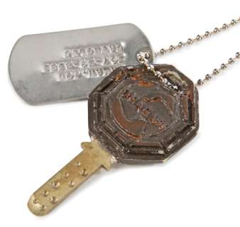 Lot 1018 - Desmond‘s fail-safe key with "Joe Inman" dog tag from Lost.