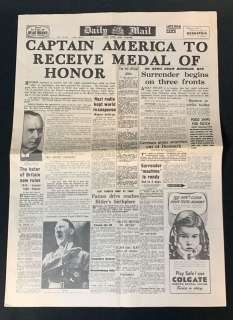 Captain America: The First Avenger (2011) - Captain America Medal Of Honor Newspaper | Hanlin Auction Service