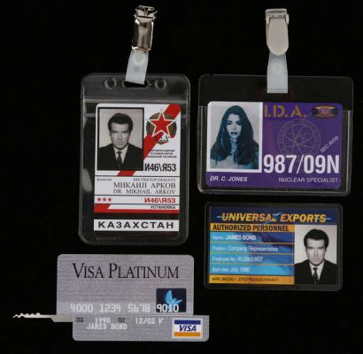 James Bond: The World Is Not Enough (1999) A Group of Three replica Identity Cards; and James Bond… | Ewbank’s