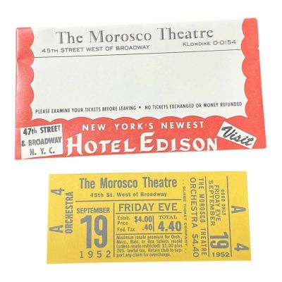Lot 29: Marty Supreme Morosco Theatre Production Used Ticket Envelope W/Ticket | VIP Fan Auctions