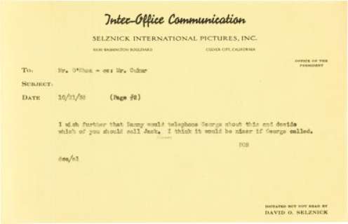 David O. Selznick Telegram for Gone with the Wind (1939). | Heritage